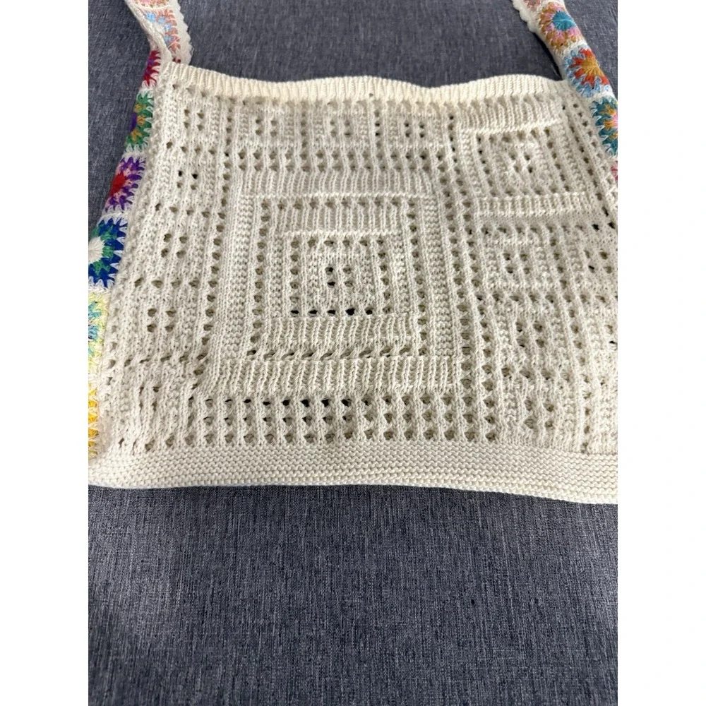 Crochet Granny Square Boho Beach Tote Bag
